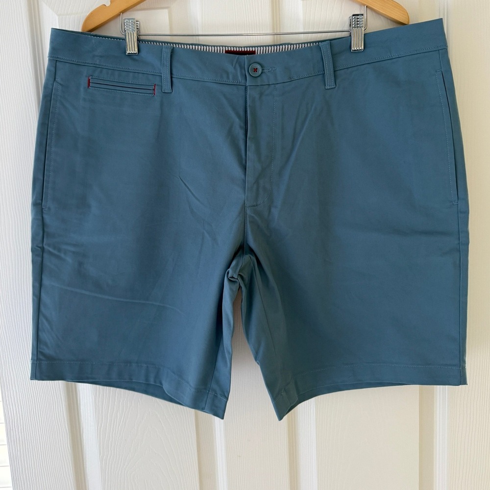 UNTUCKit St. Vincent Mens Chino Shorts 40 Muted Blue Teal Stretch Cotton Golf